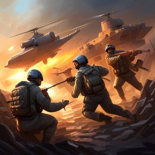 Hyperrealistic Military Battle Concept Art