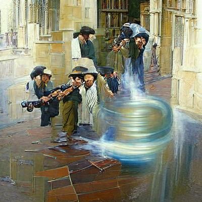 Disturbing Scene of Historical Violence as Oil Painting