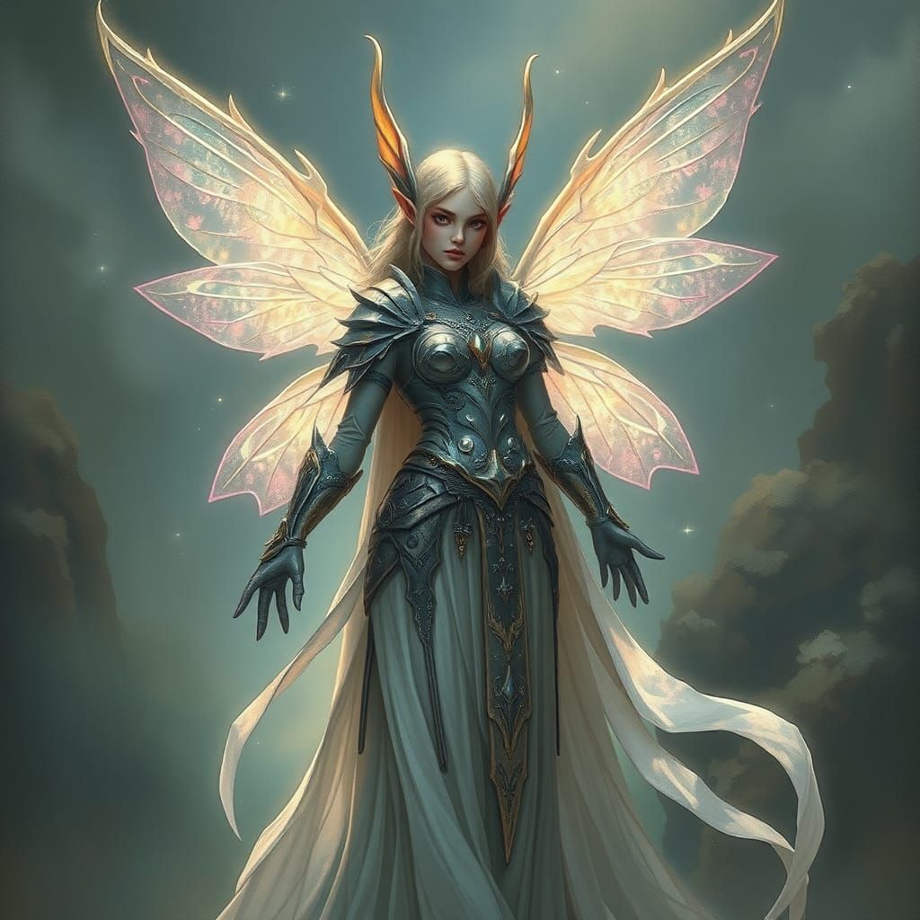 Ethereal Fairy Elf Warrior with Translucent Wings