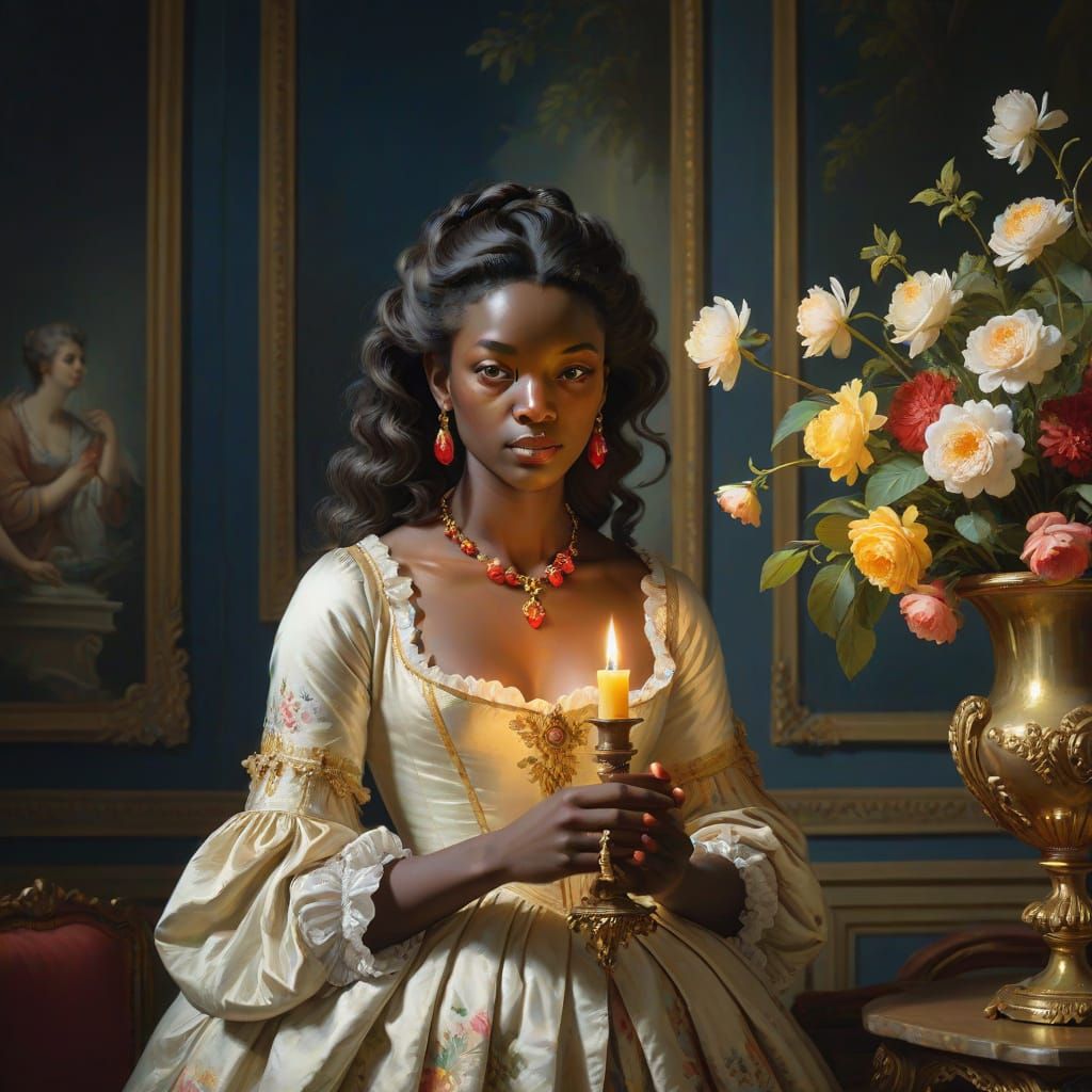 <voluptuous:2.0> <curvy:2.0> <dark skin:1.9> <wavy hair:1.0>...