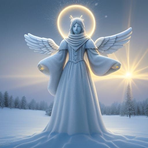 Ethereal Angel Snowman with Glowing Lights