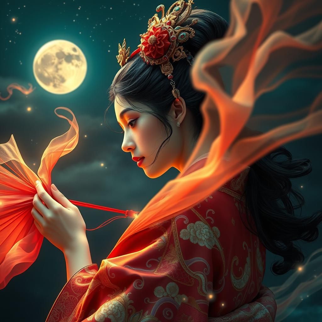 Nuwa Sewing the Sky: A Digital Art Portrait