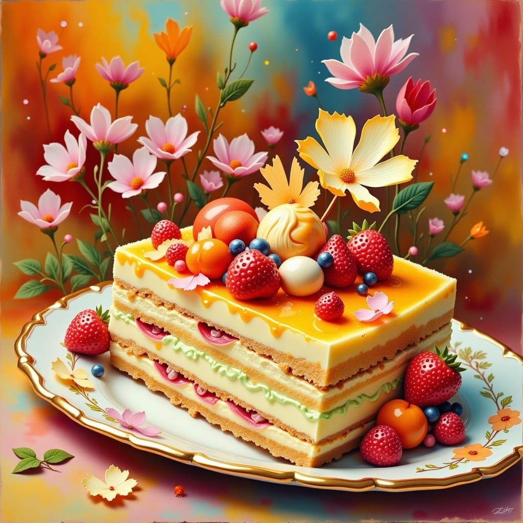 Decadent Dessert in Bold Still-Life Style