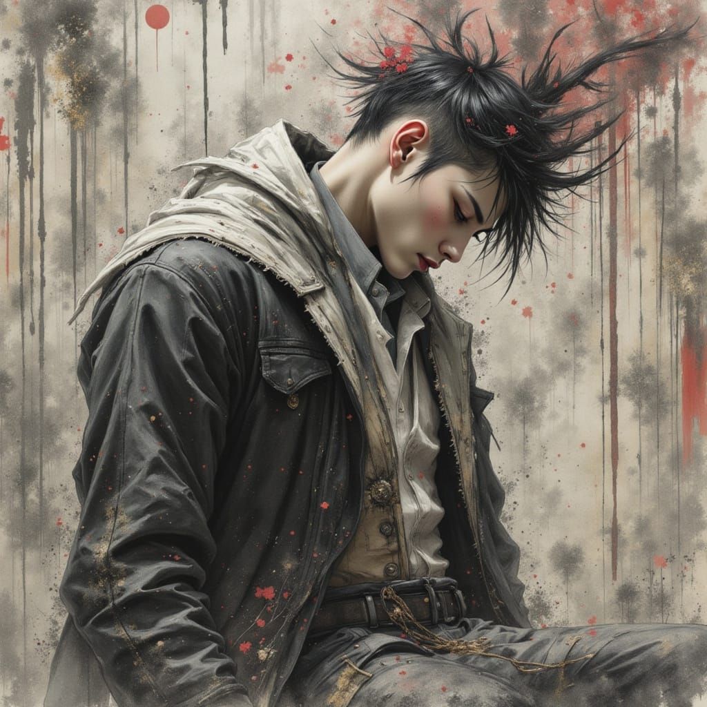 Abstract Representation of Depression in Japanese Ink Style