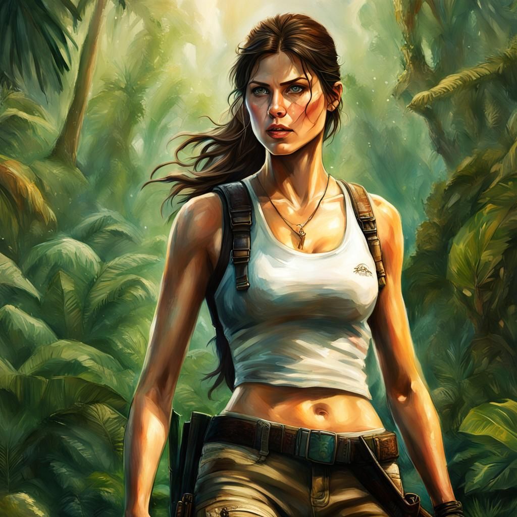 Hyperrealistic Alexandra Daddario as Lara Croft Concept Art