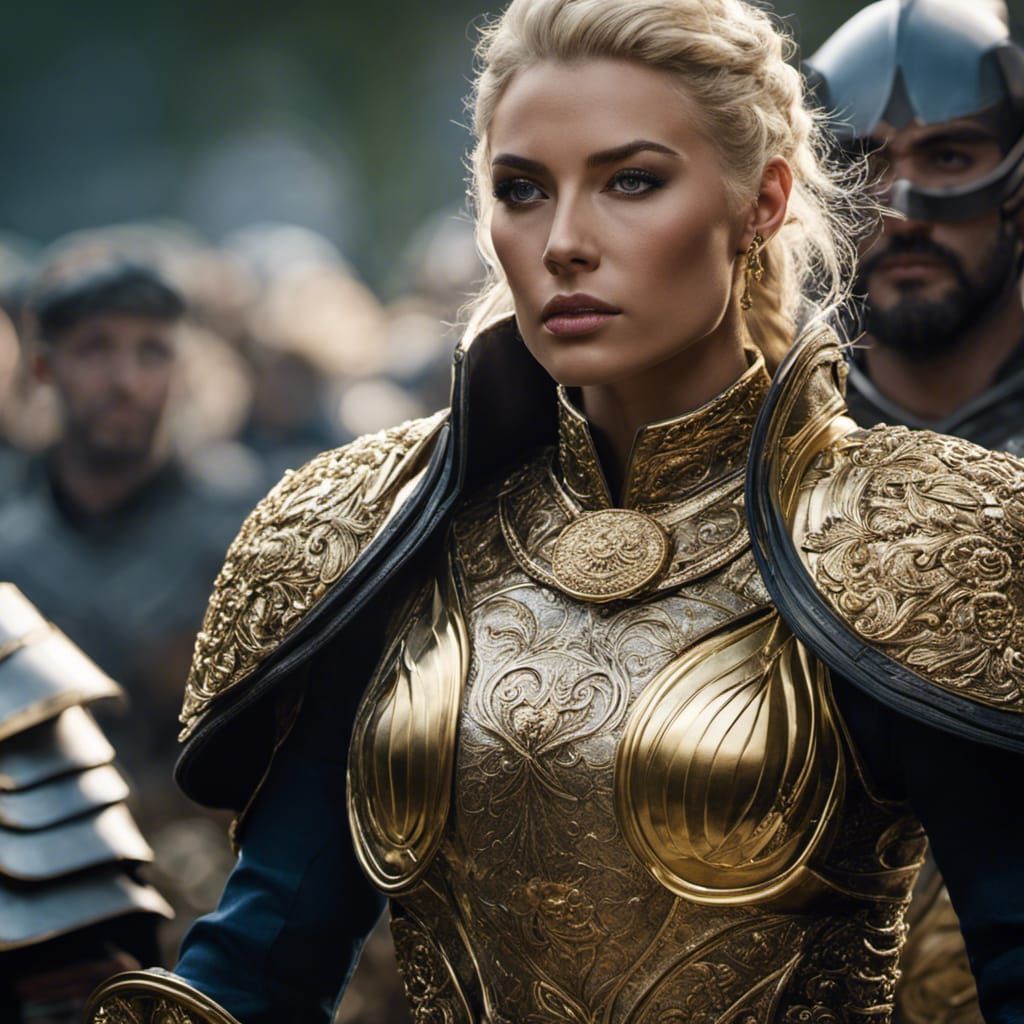 Fierce Half-Elven Knight with Greatsword in Detailed Armor