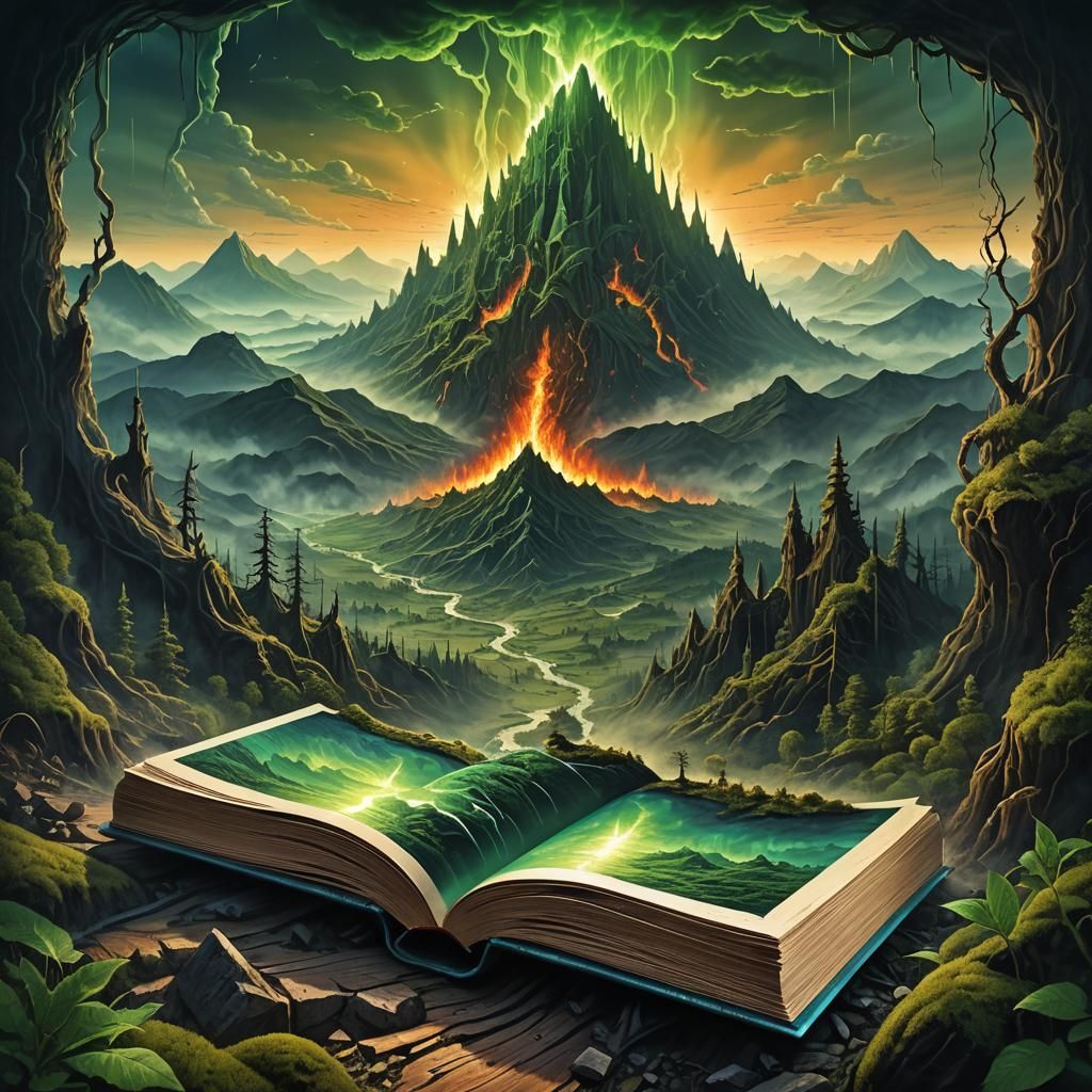 Burning Book: Surreal Fantasy Landscape in 3D