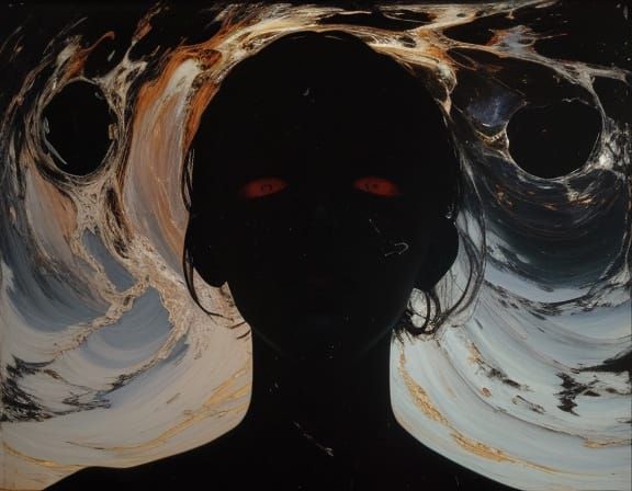 Lone Figure in Abstract Despair Oil Painting