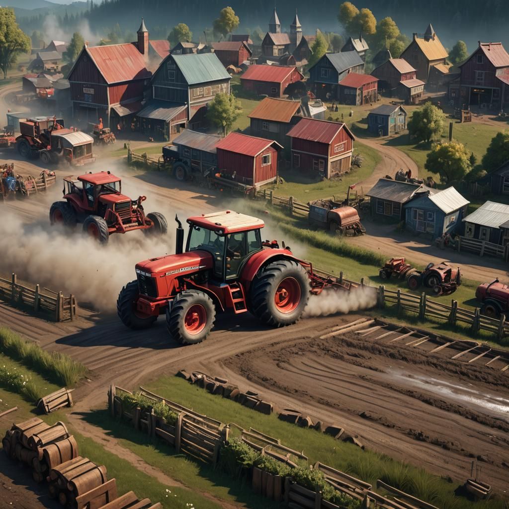 Detailed Tractor Pull Concept Art in 8k