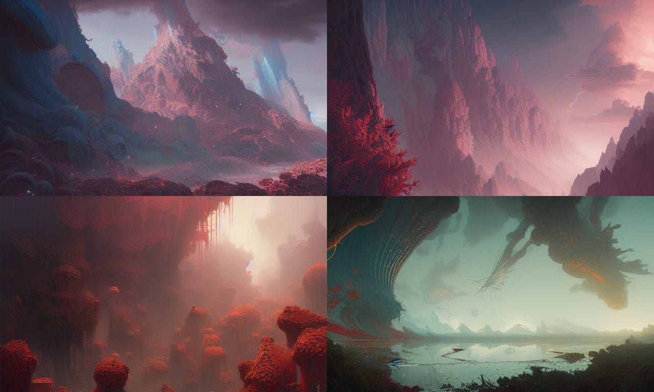 Sinister Hyperdetailed Landscape in Mixed Media