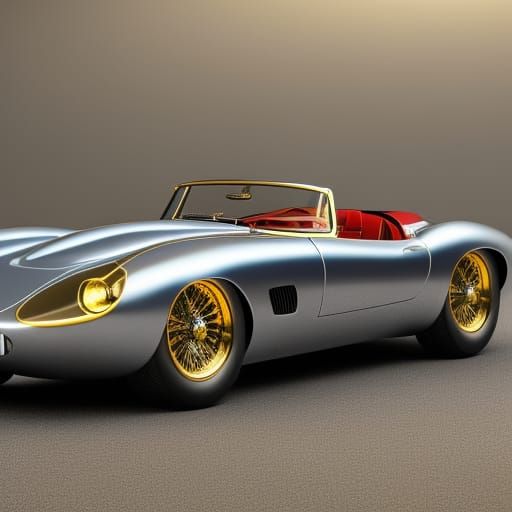 Photorealistic Jaguar E-Type with Chrome Detailing