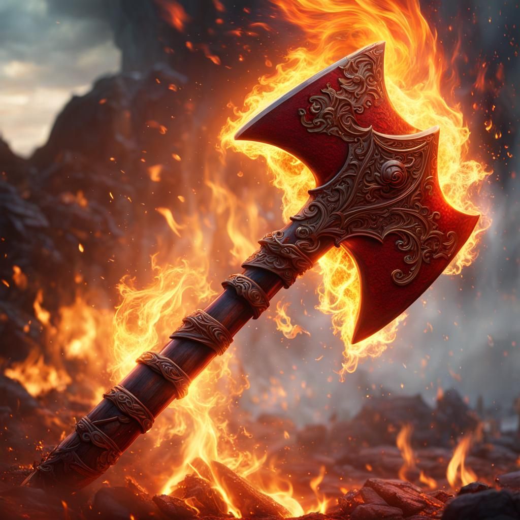 Flaming Axe of Fire: Fantasy Concept Art