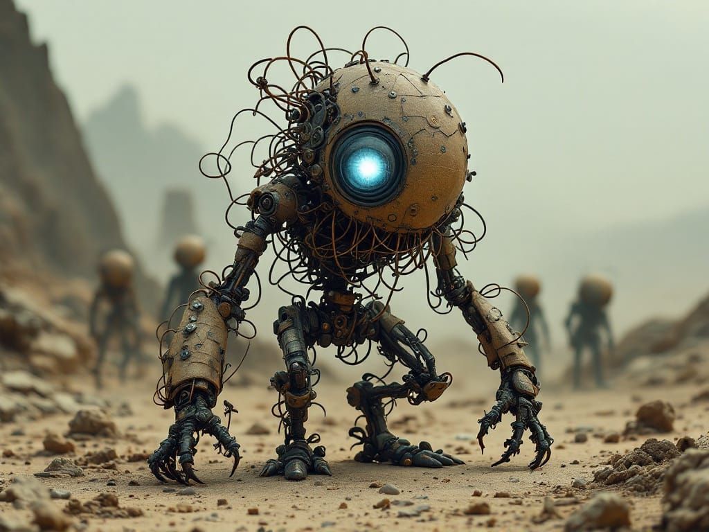 Mechanical Menace in a Desolate Steampunk World