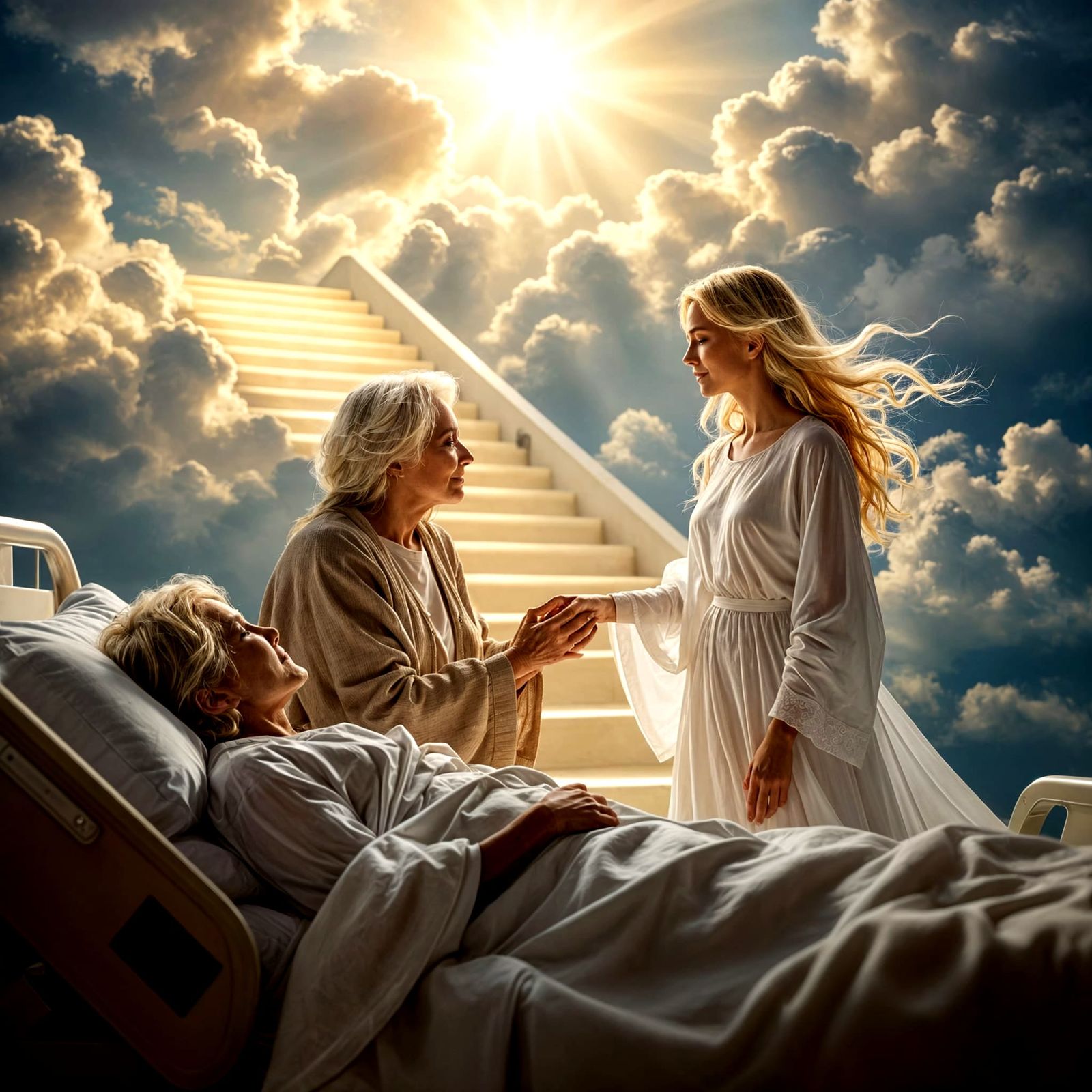 Soul Ascends to Heaven with Guiding Angel