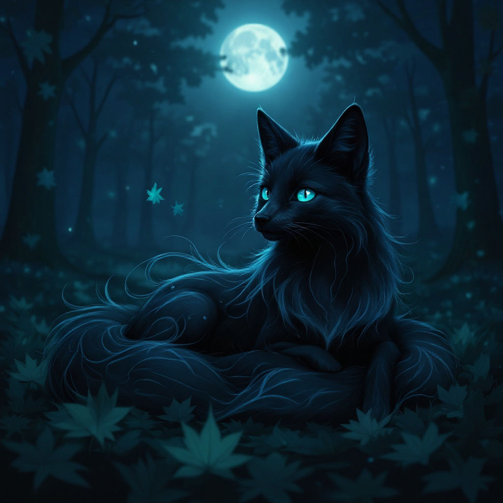 Glass Fox Resting on Glowing Autumn Leaves