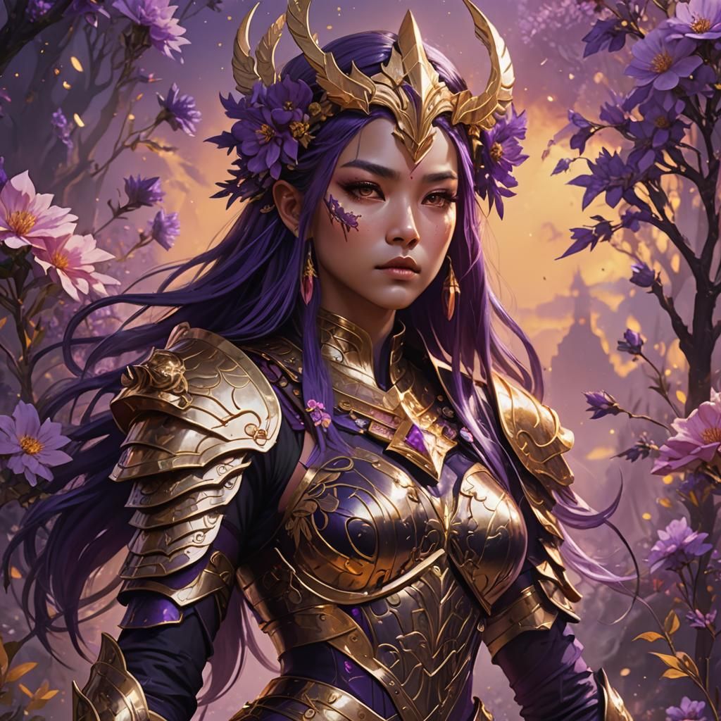 Goddess of Warriors Concept Art in Purple and Gold