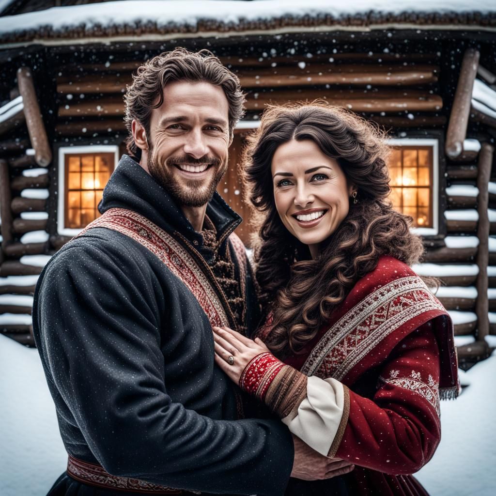 Norwegian Couple in Snowstorm: Fantasy Concept Art