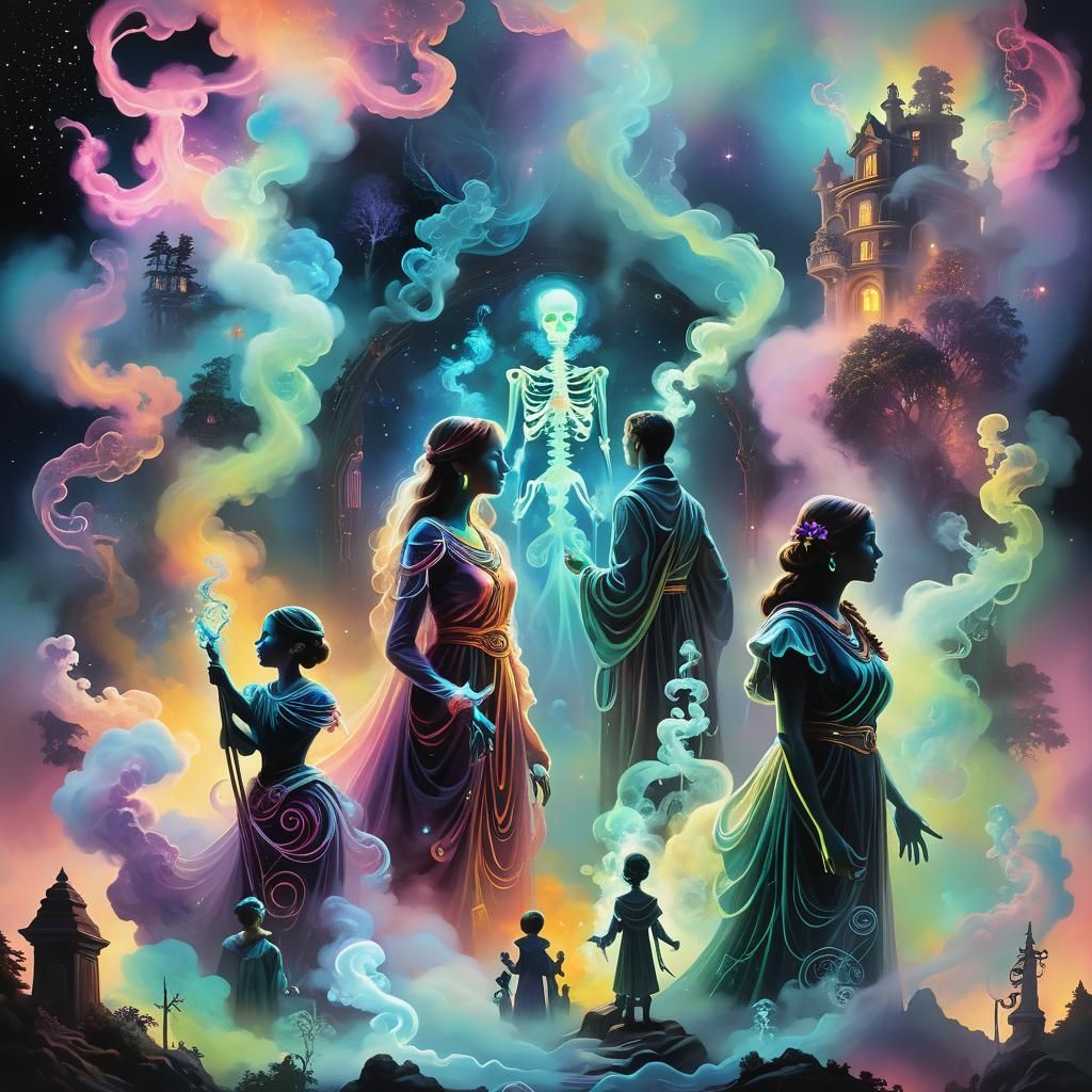 Cosmic Ancestral Tribute in Vivid Surrealism