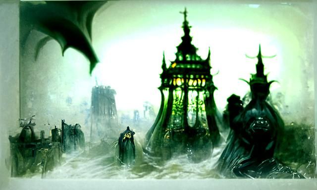 Eldritch Porcelain Castle on Glowing London Street