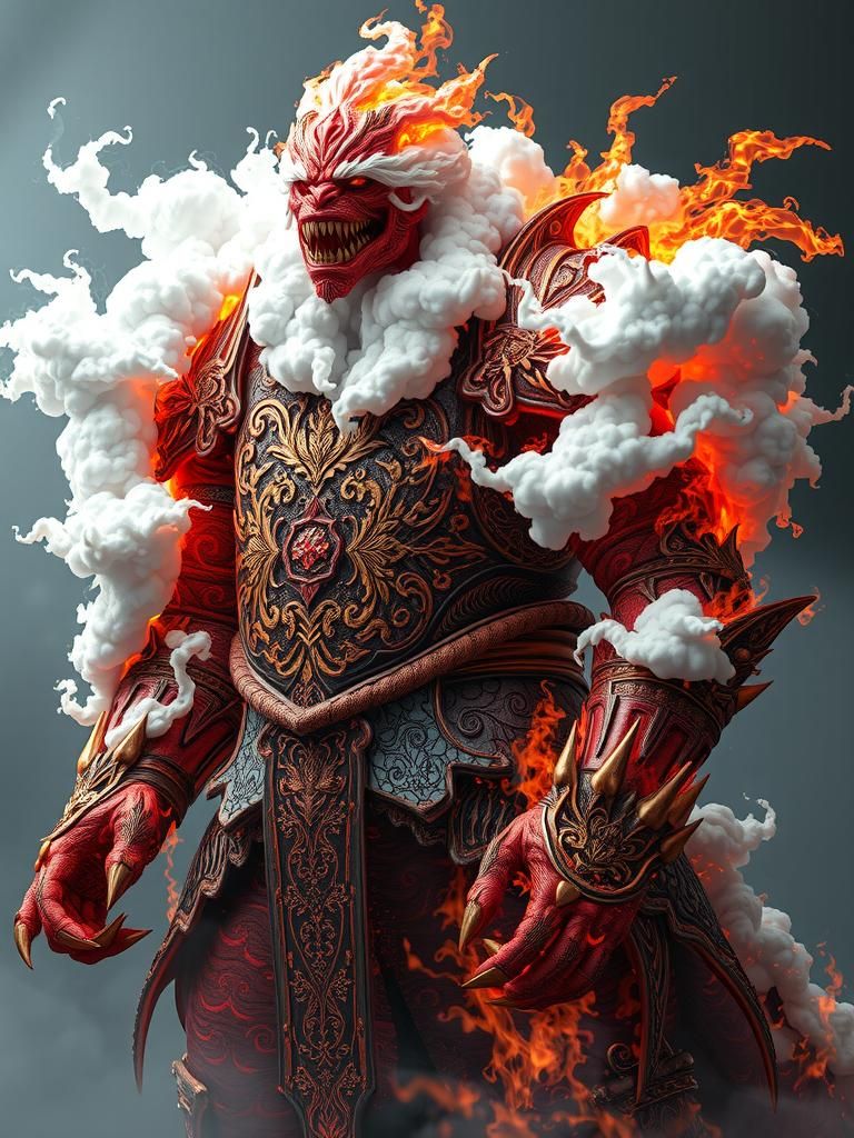 Towering Firecloud Giant in Ornate Flame Armor