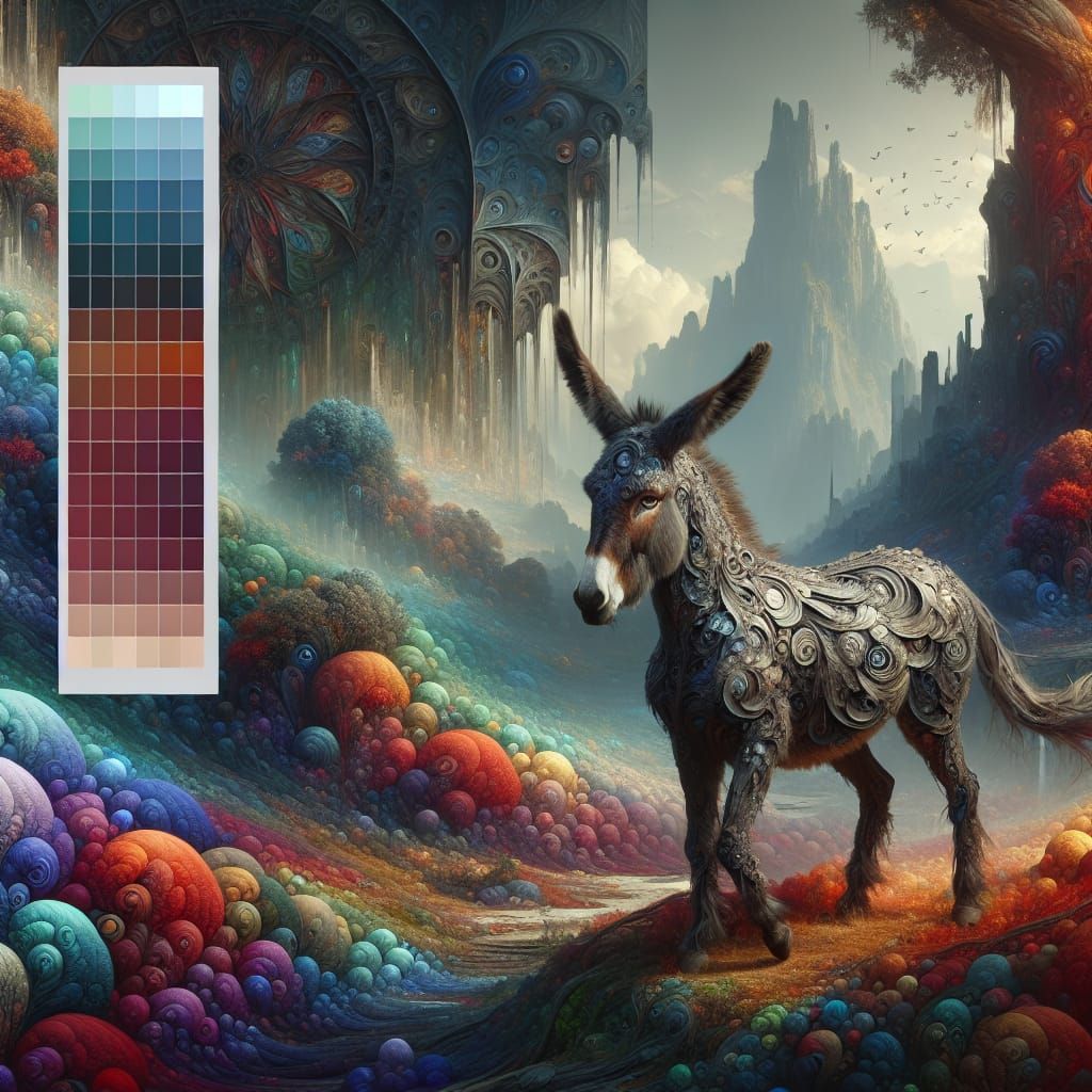 Fantastical Donkey Matte Painting in Digital Art Style