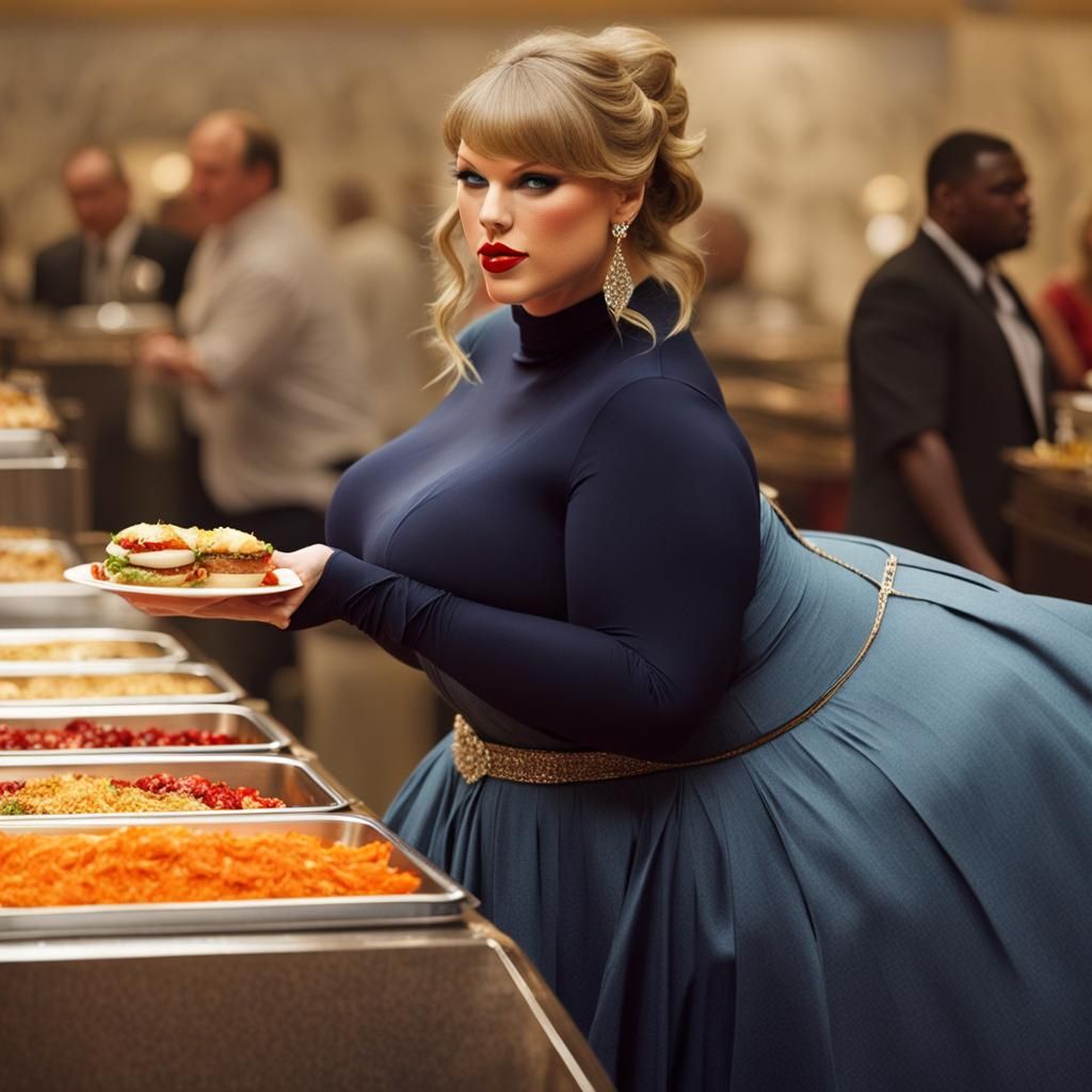 Person With Beautiful Face at Buffet