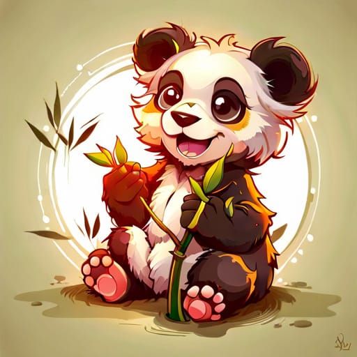 Adorable Chibi Panda Portrait