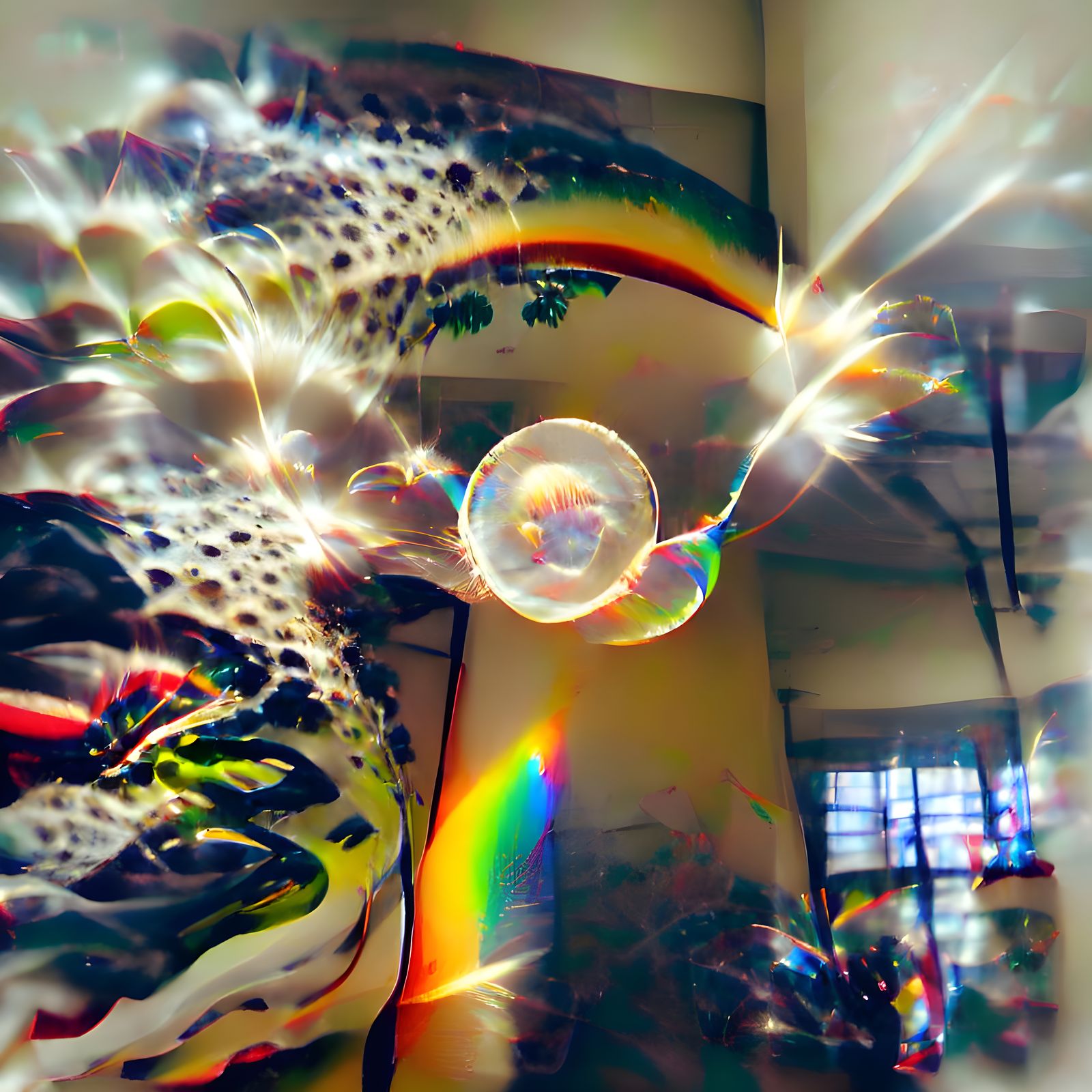 Chaotic Rainbows Swirling in Cyberpunk Bubble