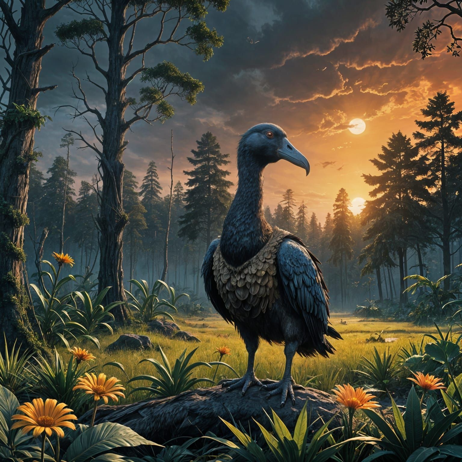 Epic Cinematic Dodo Bird in Maximalist Digital Art