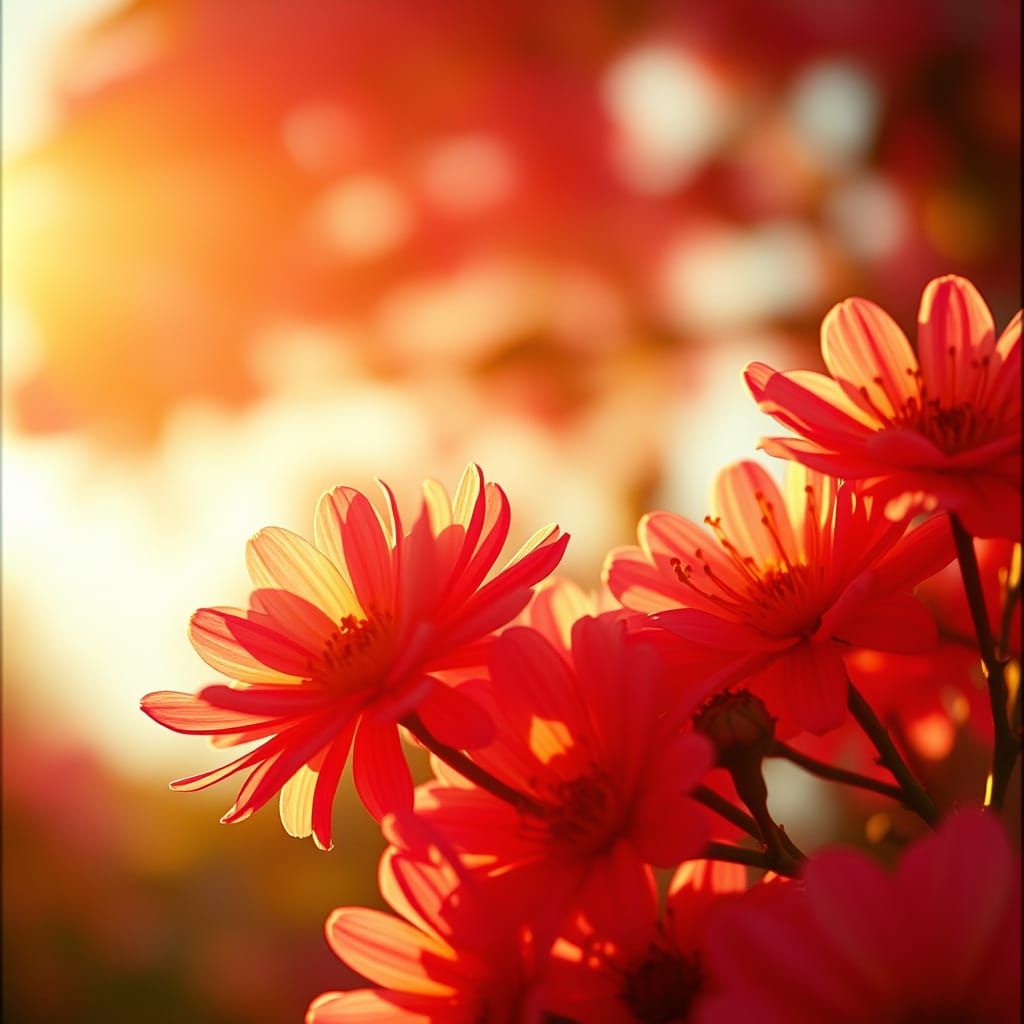 Golden Light Illuminates Vibrant Floral Still Life