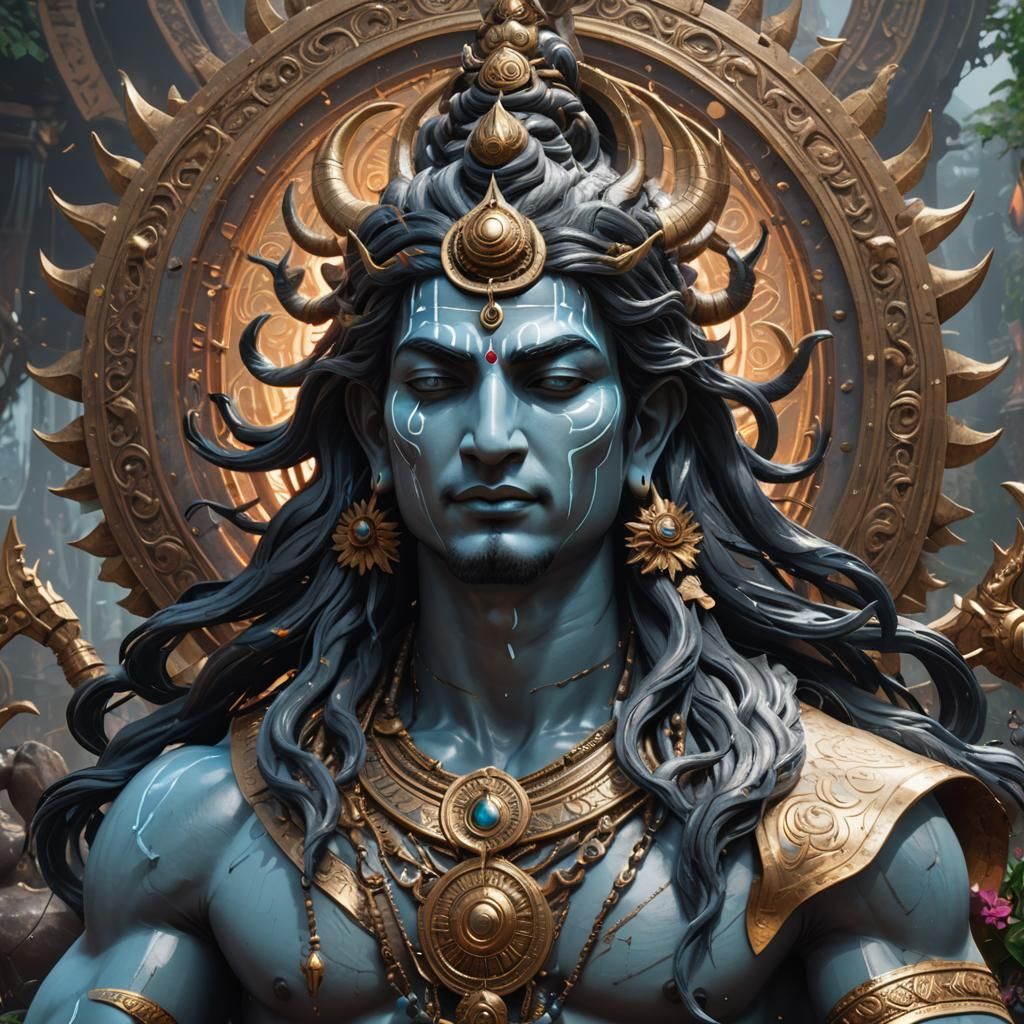 Lord Shiva Portrait in Hyperdetailed Style