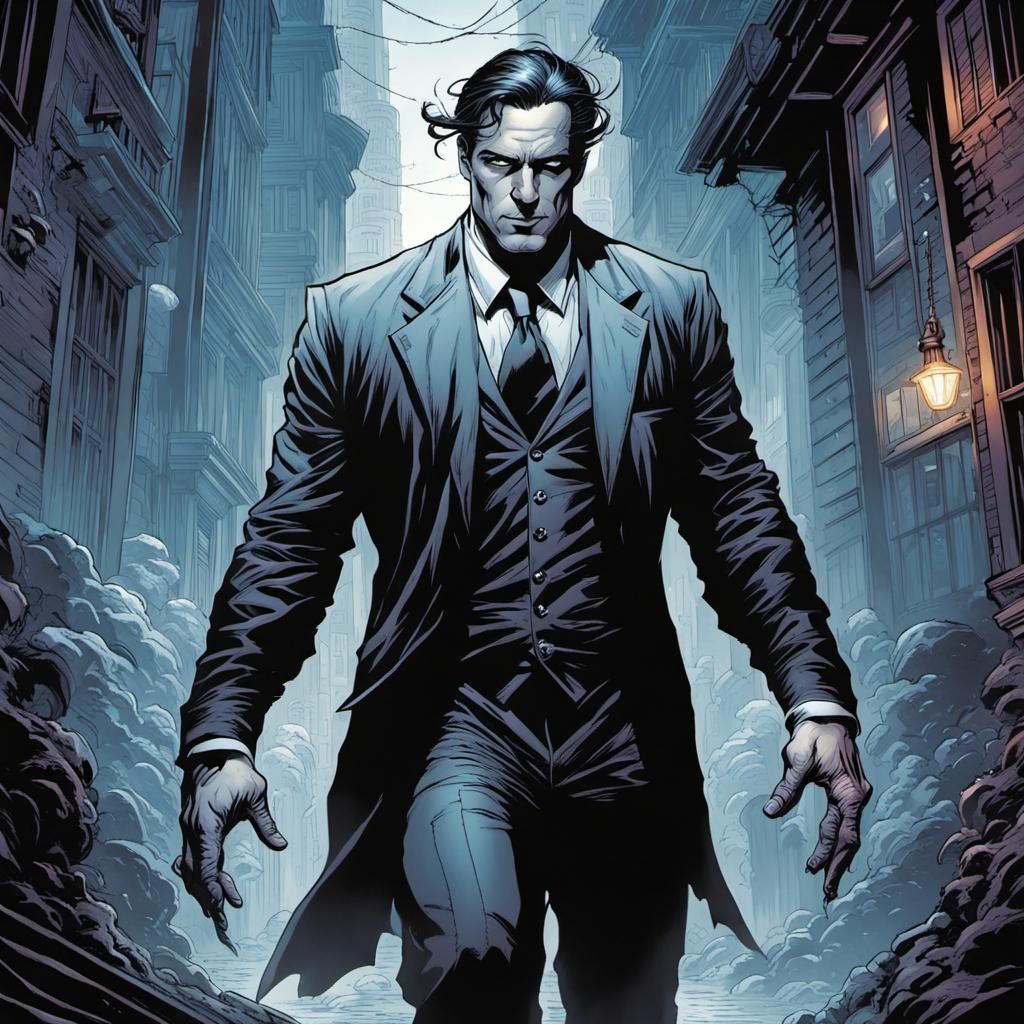 Shadowy Figure in Comic Book Art Style