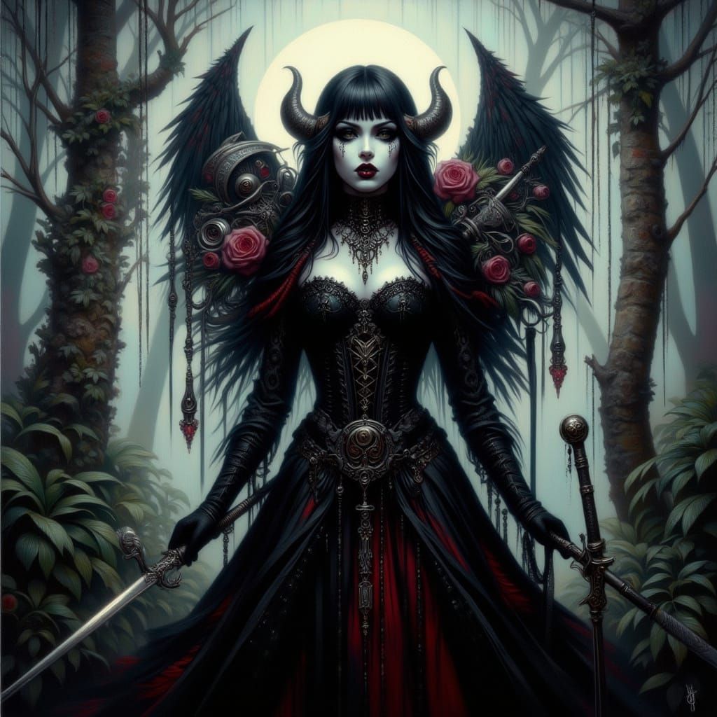 Gothic Huntress Emerges from the Shadows
