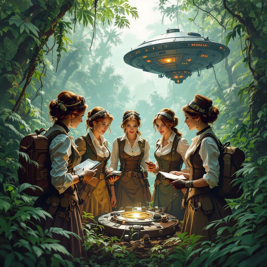 Victorian Explorers Find Spaceship in Steampunk Amazon