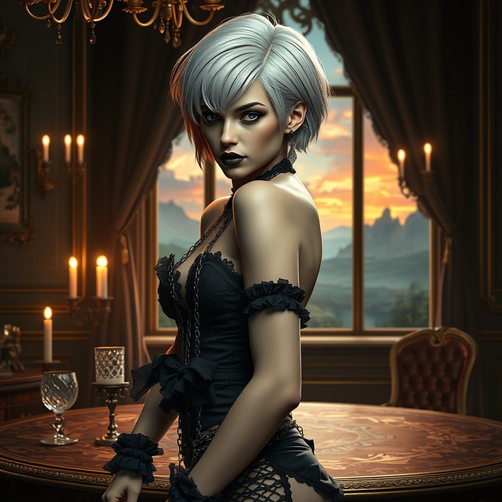 Sensual Victorian Goddess in Edgy Gothic Attire