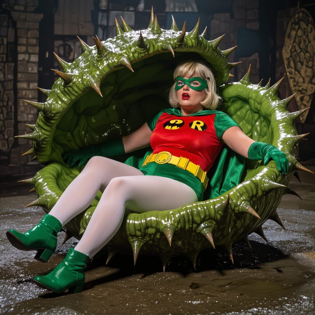 Scared Robin Cosplayer Trapped in Giant Thorny Clam