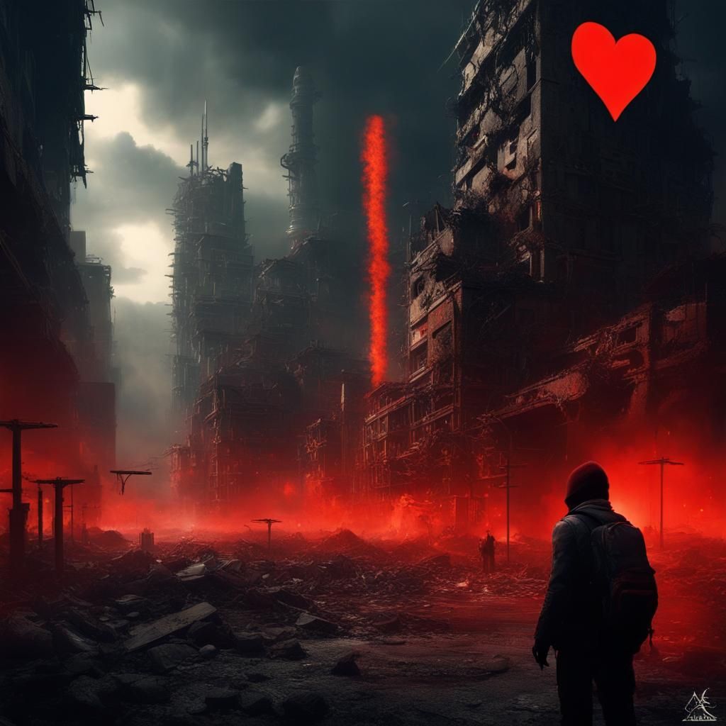 Surreal Dystopian Cityscape After Nuclear Explosion