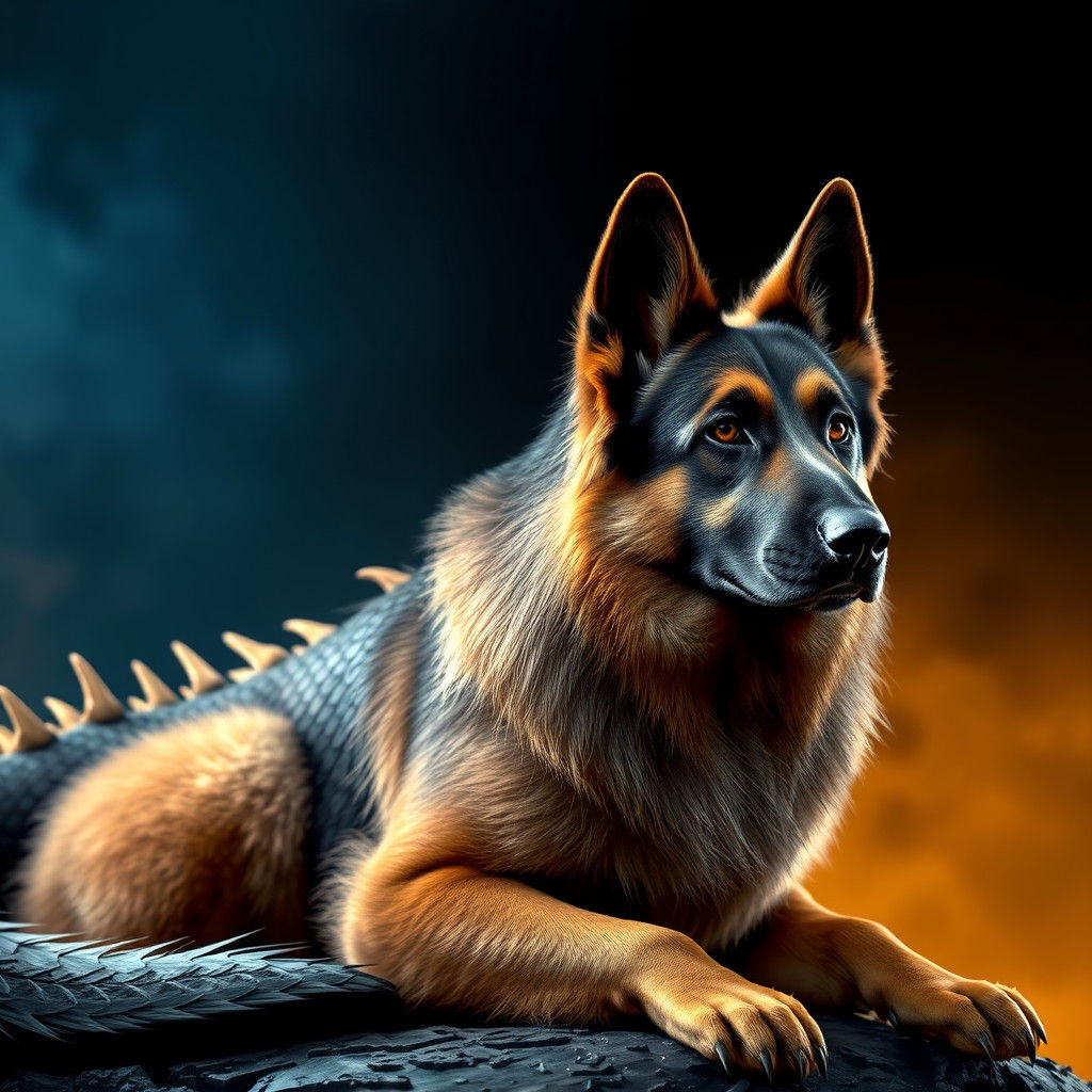 Dragon German Shepherd: Fantasy Concept Art