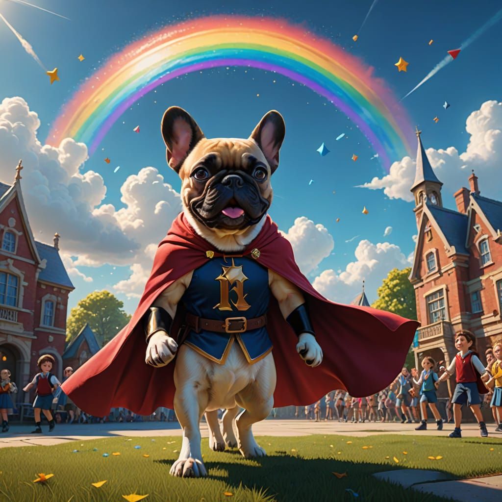 Heroic French Bulldog Duo Soars in Whimsical Fantasy World