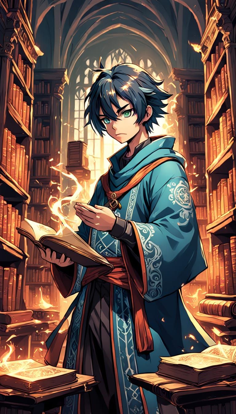 Manga-Style Mage Unlocks Ancient Secrets in a Haunting Libra...