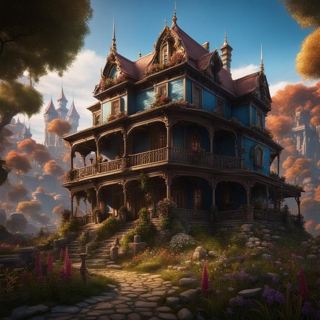 Fantastical House in Detailed Matte Painting Style