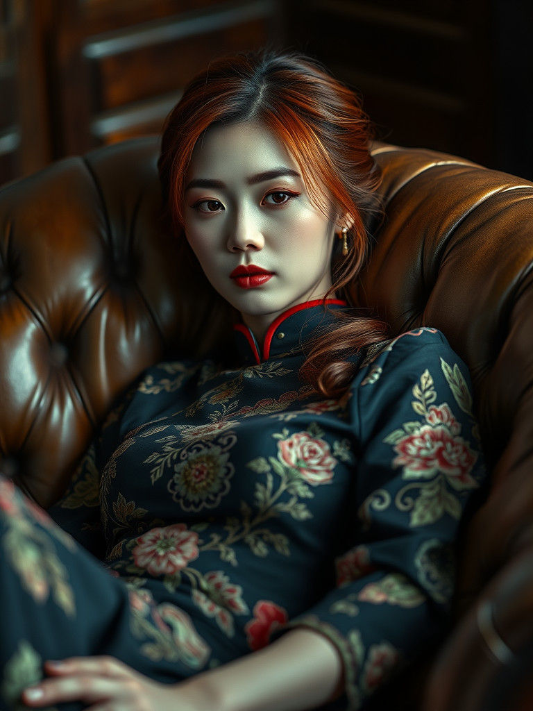 Cinematic Portrait of Woman in Qipao