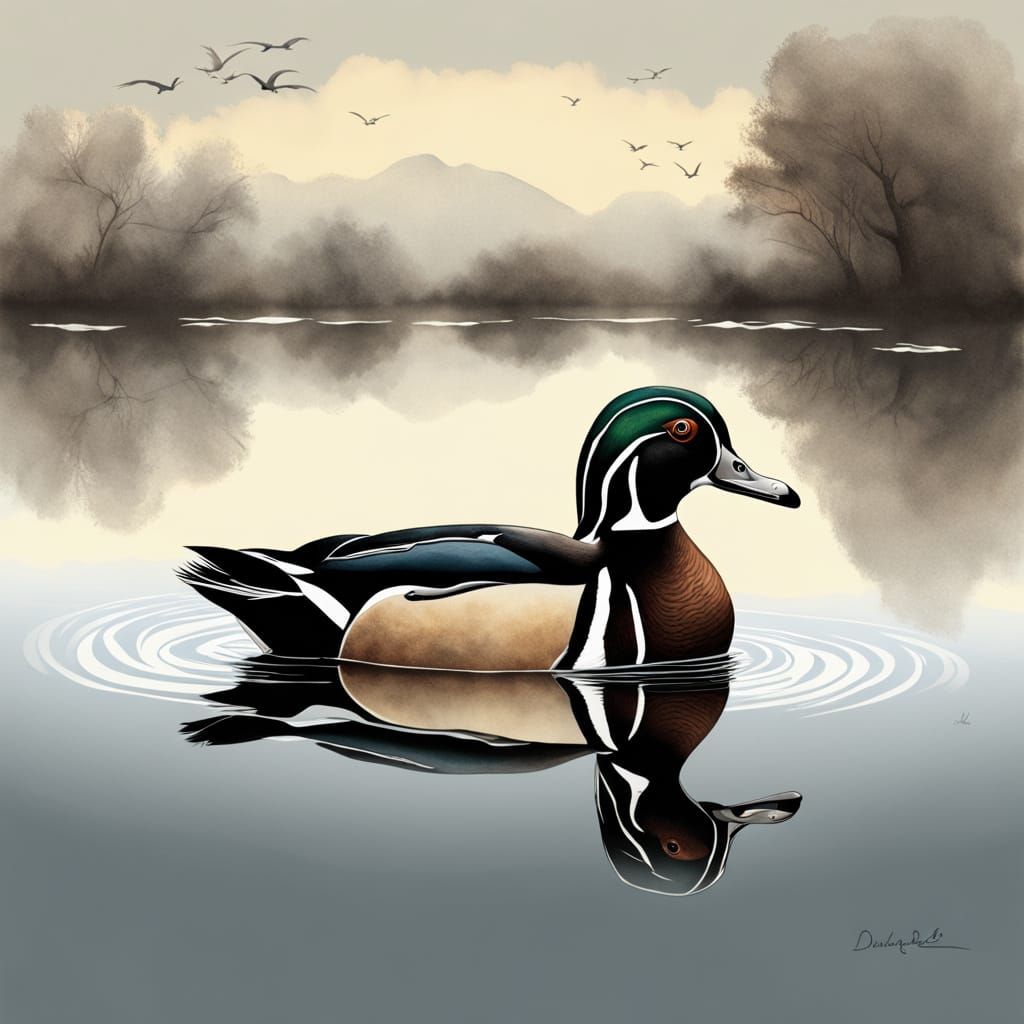 Serene Wood Duck in Nature