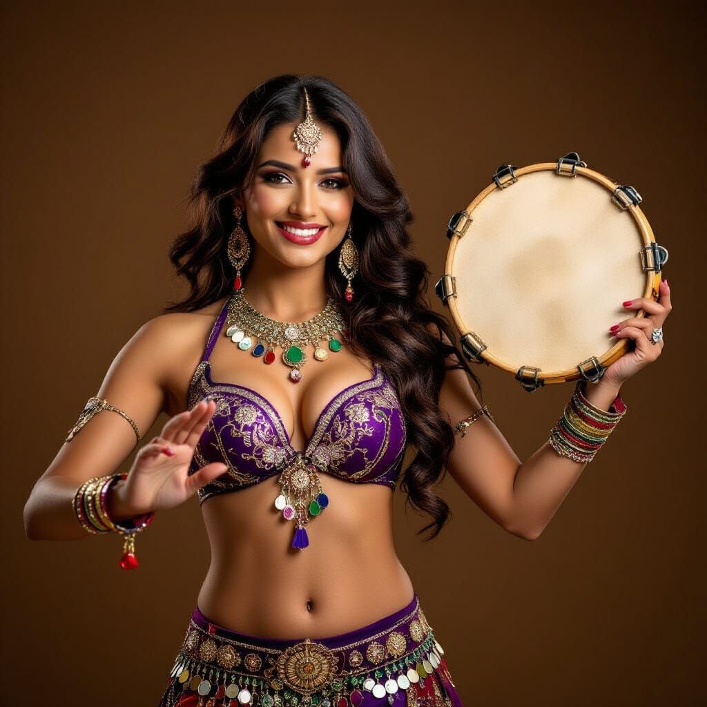 Belly Dancer with Tambourine: Choreographed Performance