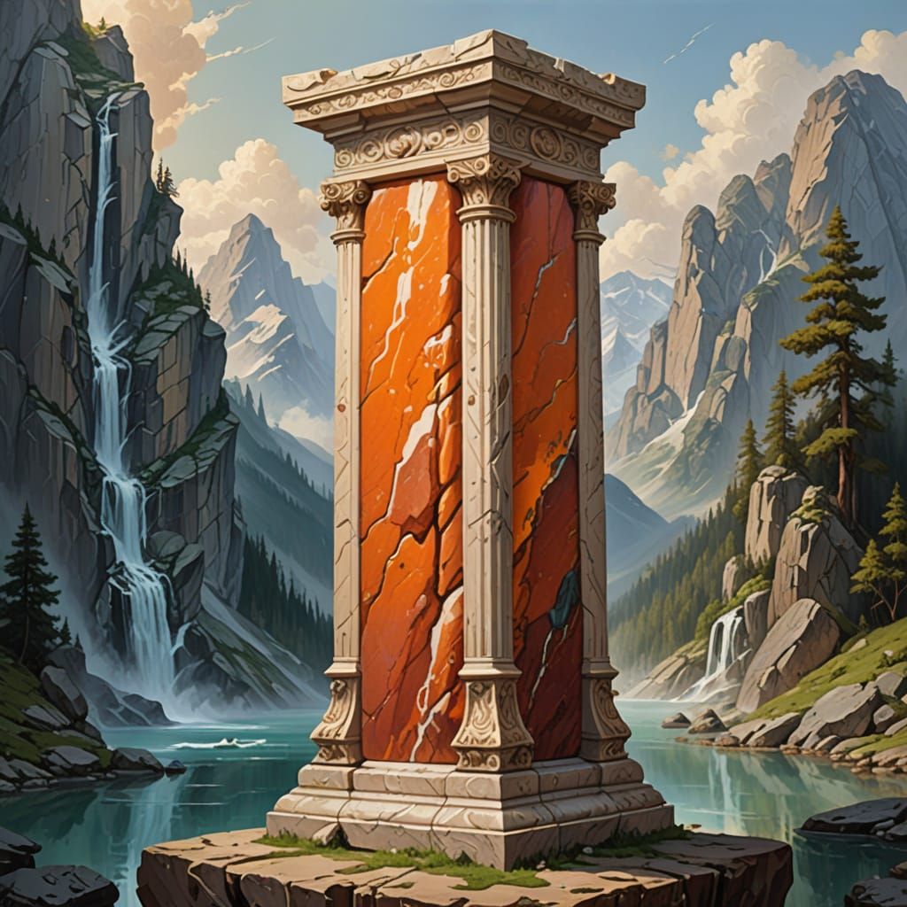 High Fantasy Jasper Pillar in Classical Oil Art Style