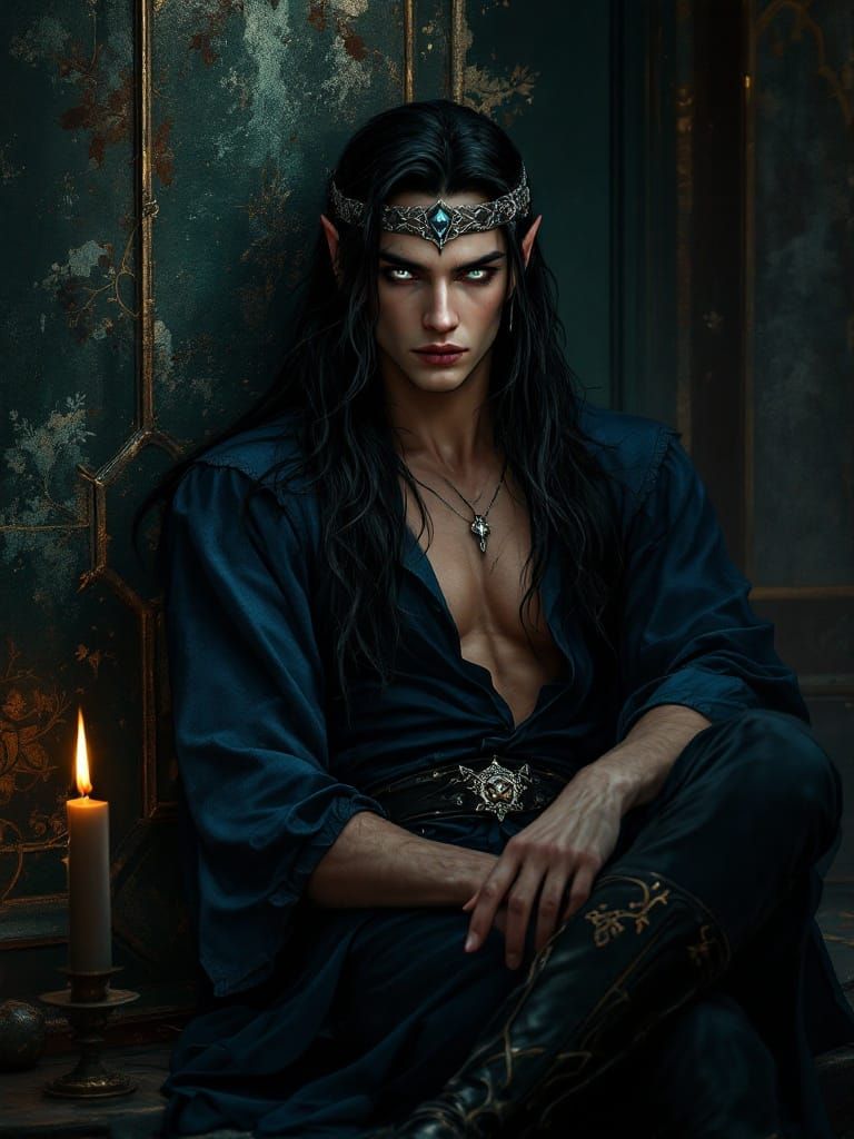 Ethereal Dark Elven King of Victorian Gothic Splendor