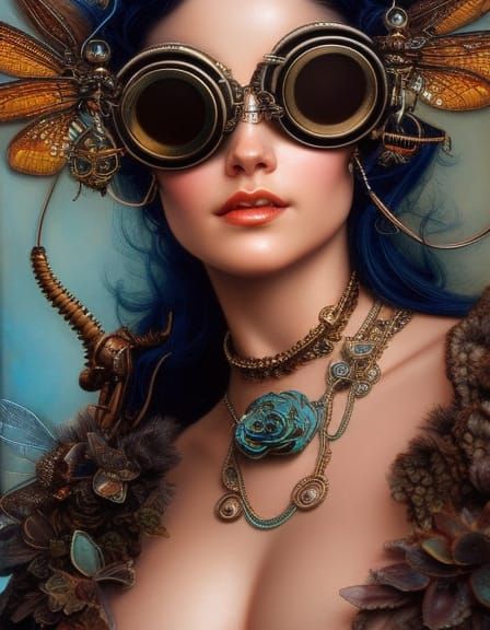 Steampunk fairy wearing dragonfly goggles