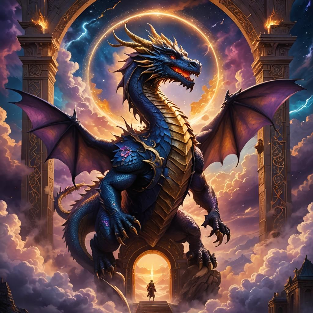 Mythic Dragon Ascends to Heaven: Fantasy Concept Art
