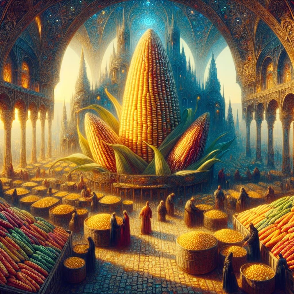 Fantastical Corn Marketplace Alliance in Rich Colors