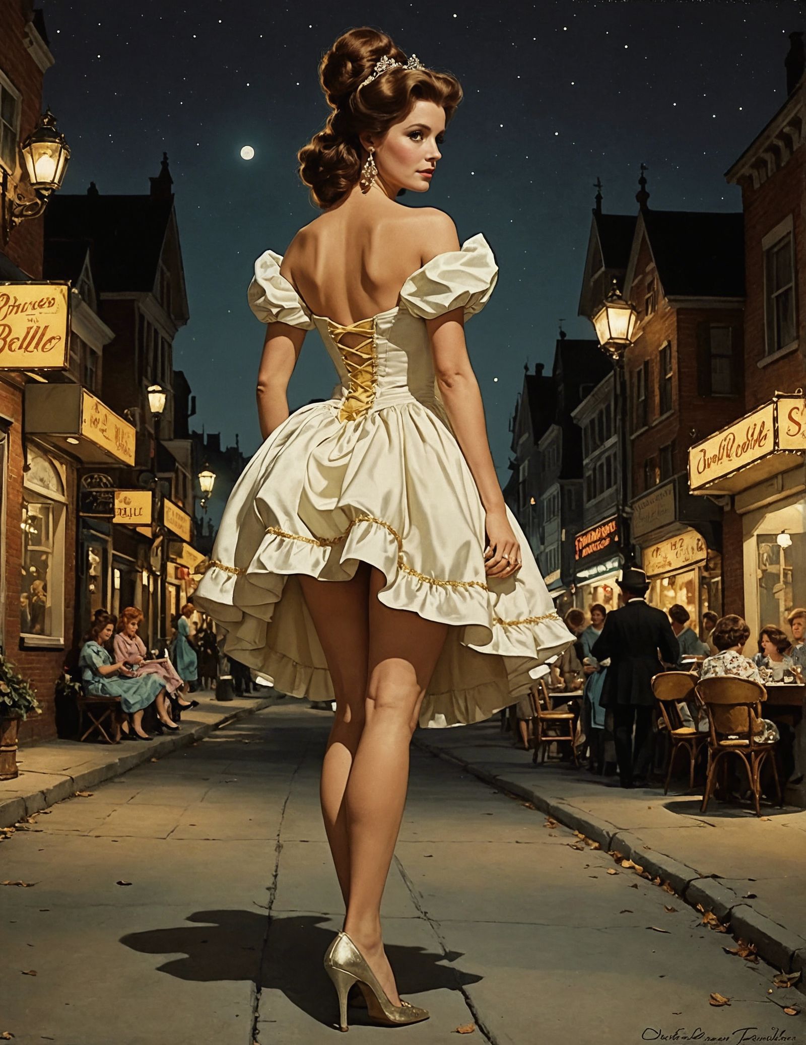 Princess Belle in 70s Pin-Up Art Style